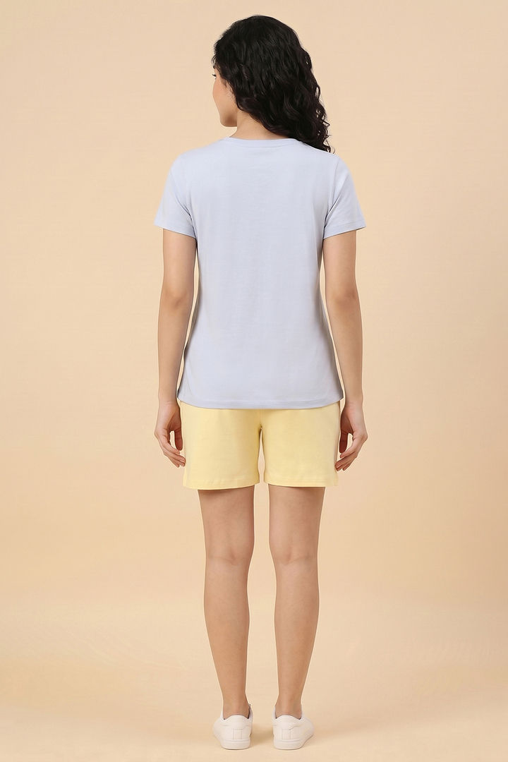 Zivame Farm Lore Knit Cotton Short Set - Xenon Blue — image 3